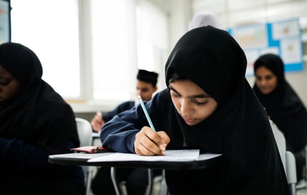 child busy in writing